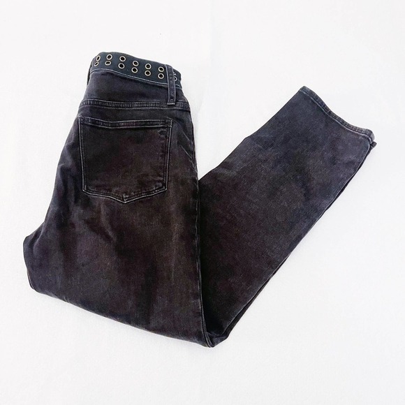Madewell Classic Straight Black Denim Jeans Eyelet Accent Waist SZ25 - Picture 6 of 10